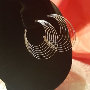 Silver Finish Multi Layer Metallic Hoop Design  Ea